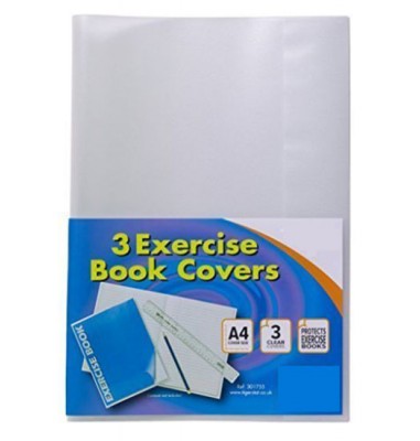 A4 Clear Strong Plastic Protective Exercise Book Slip on Cover Jackets X 10